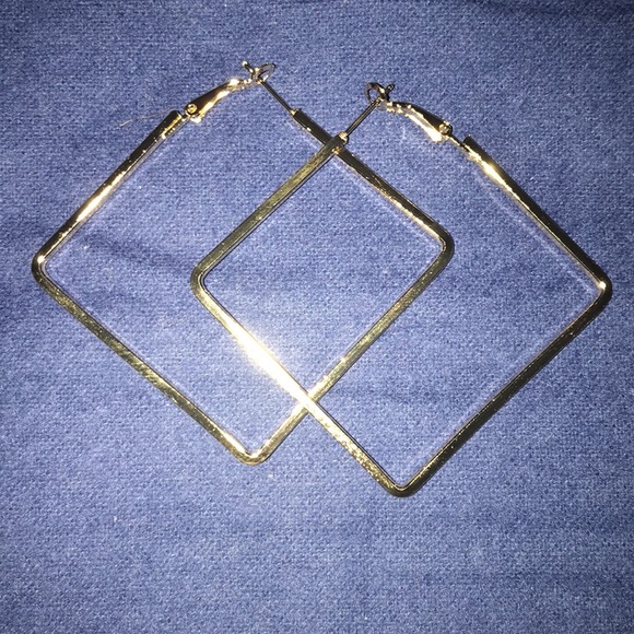 New! Large Diamond Shaped Hoops - Picture 3 of 5